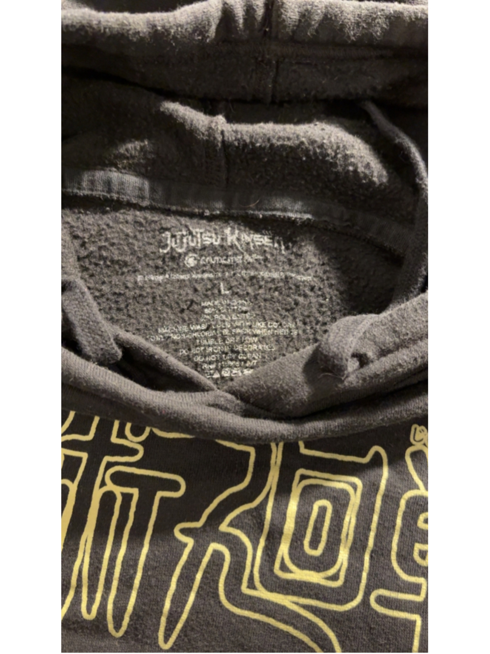 Jujutsu Kaisen Anime Hoodie Crunchyroll Licensed Black Pullover Size L